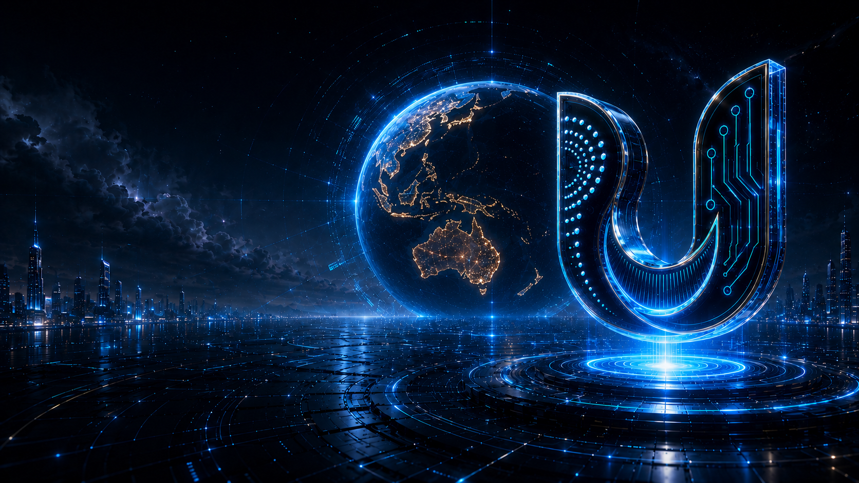 Urbyte digital infrastructure with Australia visible on the globe